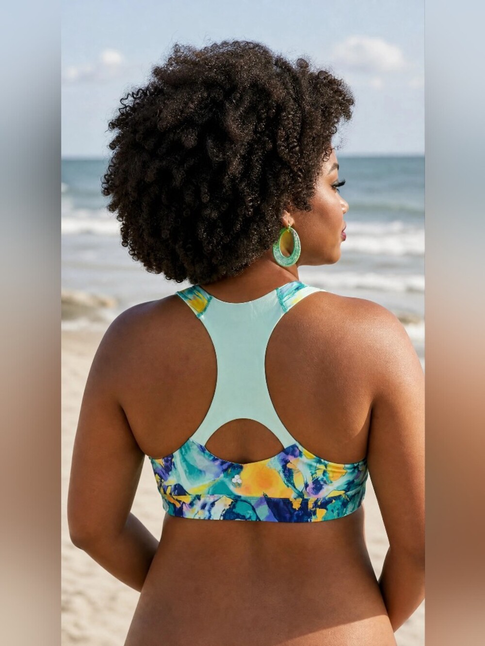 TEK GEAR   WORKOUT GEAR Aqua Teal Yellow Abstract Zip-Up Workout Top SIZE 3X NEW - Picture 3 of 9